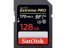 "Sandisk Extreme PRO SDXC 128GB, 170mb/s" yaddaş kartı