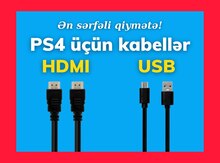 PS4 üçün HDMI və USB kabelləri