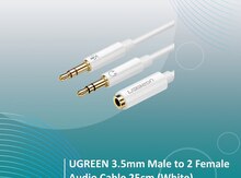 UGREEN 3.5mm Male to 2 Female Audio Cable 25cm (White) AV134 (10739)