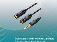 UGREEN 3.5mm Male to 2 Female Audio Cable 25cm (Black)