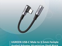 UGREEN USB-C Male to 3.5mm Female Angled Adapter Aluminium  Shell Black  AV167 (80723)