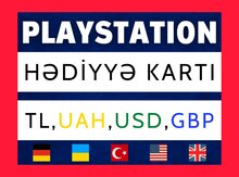 "PS4/PS5 üçün TL, UAH, USD, GBP, EUR" hədiyyə kartları