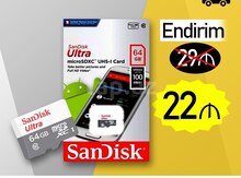 Sandisk Ultra 64gb Class 10 80Mbps Micro SD Kart və adapter