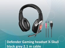 Defender Gaming headset X-Skull Black Grey 2.1 m 