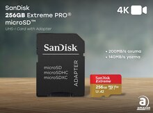 SanDisk 256GB Extreme PRO® microSD™ UHS-I Card with Adapter C10, U3, V30, A2 SDSQXCD-256G-GN6MA