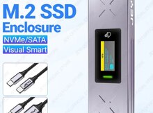 Ekranlı SSD box dual "M.2 Nvme Sata TypeC"