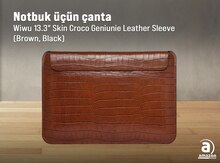 Notbuk çantası "WiWU 13.3” Skin Croco Geniunie Leather Sleeve (Brown, Black)"
