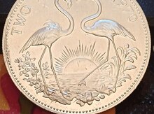 Монета Багамы 2 доллара серебро