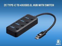 Dok-stansiya USB HUB 2Е Type-C to 4xUSB3.0, Hub with switch, 0.25 м 2E-W1406