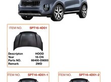 "Kia Sportage 2016-2020" kapotu
