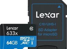 Lexar 64GB, 128GB High-Performance 633x UHS-I microSDXC Memory Card with SD Adapter