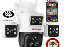 Simsiz 4G sim kartlı ptz 4 kamera 360° 8mp/4K