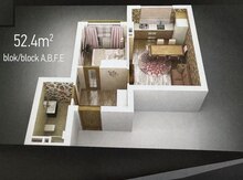 1-otaqlı yeni tikili, Xırdalan ş., 52.4 m²