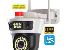 Simsiz Wifi ptz 3 kamera 360° 8mp/4K +64GB