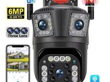 Simsiz Wifi ptz 3 kamera 360° 8mp/4K +64GB