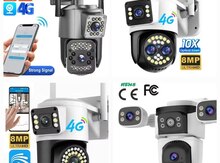 4G sim kartlı ptz 2 kamera 360° 8mp/4K+64gb