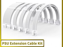PSU Extension Cable Kit Solid Color Cable Solid Combo ATX 24Pin PCI-E 8Pin CPU 8Pin.