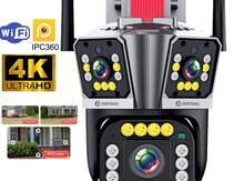 Simsiz Wifi ptz 3 kamera 360° 8mp/4K +64GB