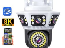 Simsiz Wifi ptz 3 kamera 360° 8mp/4K +64GB
