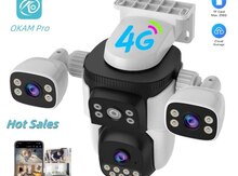 4G sim kartlı ptz 3 kamera 360° 8mp/4K+64GB