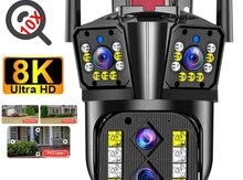 Simsiz WiFi ptz 3 kamera 360° 8mp/4K +64GB