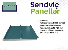 Poliizosiyanurat (PIR) tərkibli 3 dalğalı sendviç paneli