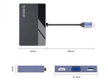 ORICO DM-7TS-BK-BP – 7-in-1 Multifunksional Type-C HUB (PD 100W, HDMI, VGA, USB