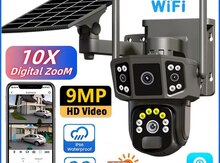 4G Tam simsiz Solar PTZ360° 2 kamera 8MP/4K+64gb