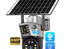 4G Tam simsiz Solar PTZ360° 2 kamera 8MP/4K+64gb