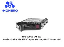 HPE 600GB SAS 12G Mission Critical 15K SFF BC 3-year Warranty Multi Vendor HDD