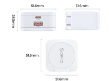 PD Charger ORICO-OR-65AC-C-EU-WH-EP 65W USB C Charger, GaN Travel Charger, Fast Charging, Dual Port 