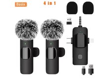 Wireless cüt yaxa mikrofonu 4in1