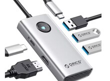 DS ORICO-PW11-5P-SV-EP 5-in-1 USB 3.0,2x USB2.0, PD 60 W,HDMI 4K/30Hz