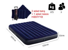 Hava döşəyi İntex 64765 152x203x25sm 2 balış, 1 nasos