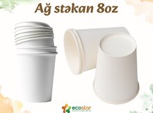 Stəkan 8 Oz ağ (tək qat)