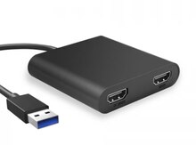 2 Port USB Hub to Dual HDMI Splitter 4K 60HZ Dual Screen Expansion USB Docking Station