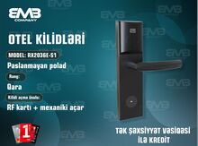 Otel Kilidi RX2036E-S1 – Kartlı RFID Hotel Qapı Kilidi (Paslanmayan Polad, Qara)