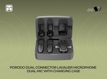 Porodo Dual Connector Lavalier Microphone Dual Mic With Charging Case