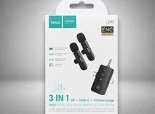 Hoco L20C simsiz mikrofon (Wireless Lavalier Mic, 3 in 1)