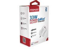 Promate PowerPort-33 33W GaN USB-C USB-A Adapter White