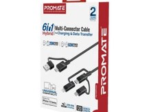 Promate PentaPower 6-in-1 Hybrid Multi-Connector Charging & Transfer Cable 1.2M