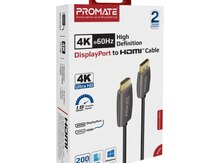 Promate ProLink-DP200 DisplayPort to HDMI 4K@60Hz Cable 2M
