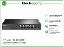 TP-Link TL-SL1218P – 16-Port 10/100 Mbps + 2-Port Gigabit Rackmount Switch with 16-Port PoE+
